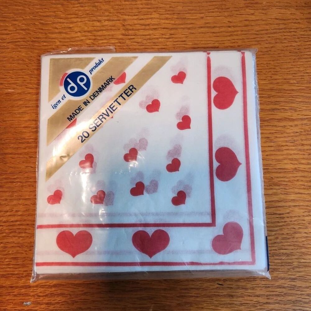 Vintage Danish Valentine's Napkins